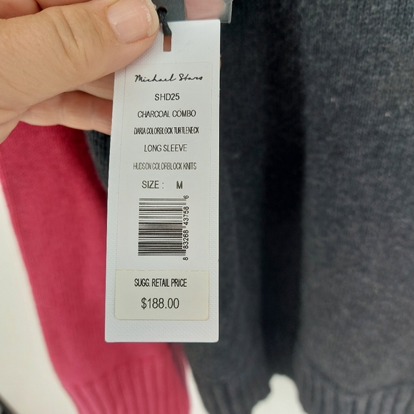 Michael Stars Daria Turtleneck Sweater in Ballet Combo Wool Cotton Blens Size M - Picture 4 of 7